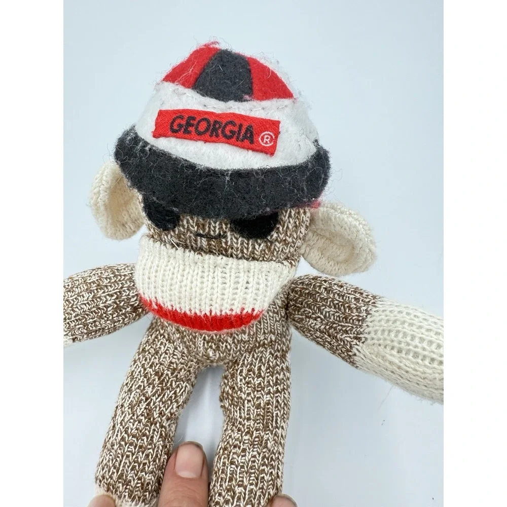 Plush Vintage Georgia UGA Sock Monkey Plush White Brown Stuffed Animal‎